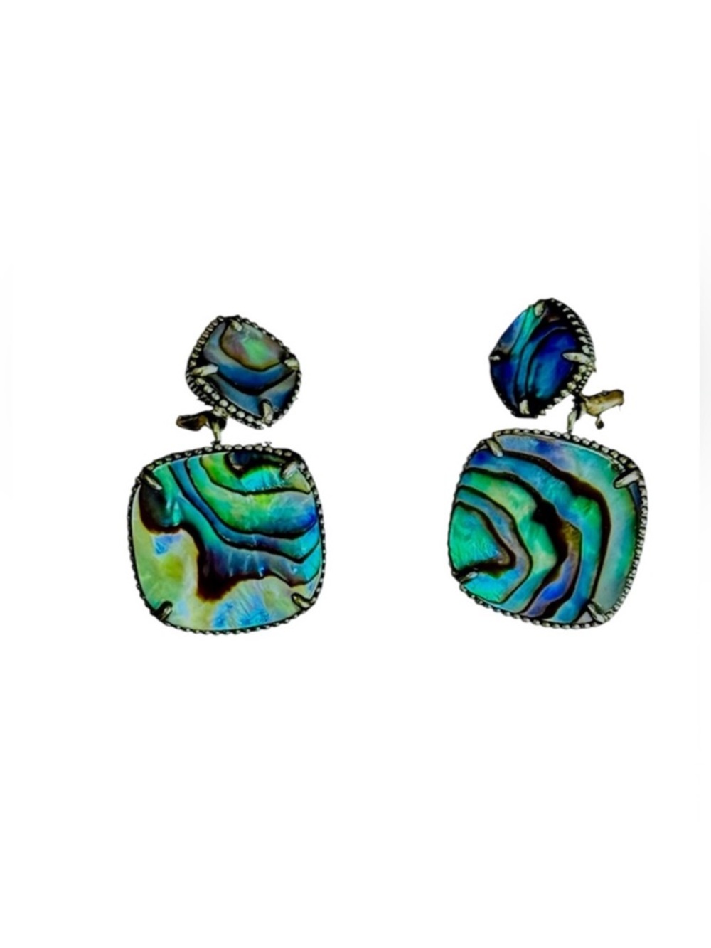 NEW Effy Abalone Double Drop Post Earrings Huggies Sterling Silver